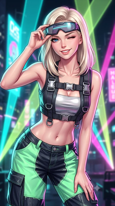 score_9, masterpiece, best quality, ultra-detailed, high-budget anime keyframe, semi-realistic 3D game render, editorial fashion photography, tasteful artistic composition, Caucasian woman. close-up cowboy shot from the waist and thighs up, the chara
