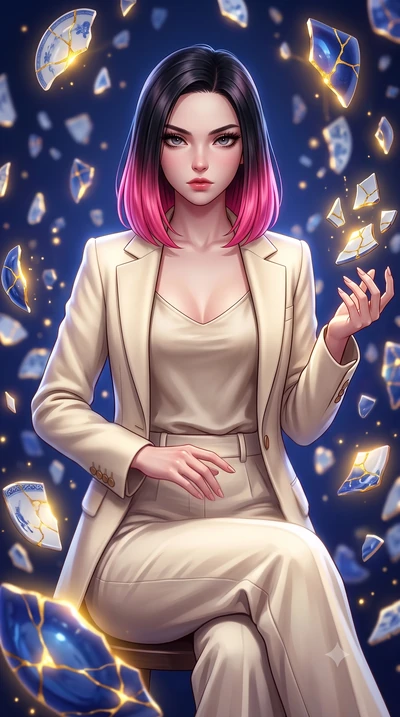score_9, masterpiece, best quality, ultra-detailed, high-budget anime keyframe, editorial fashion photography, tasteful artistic composition, Korean woman woman. close-up cowboy shot from the waist and thighs up, the character dominates the compositi