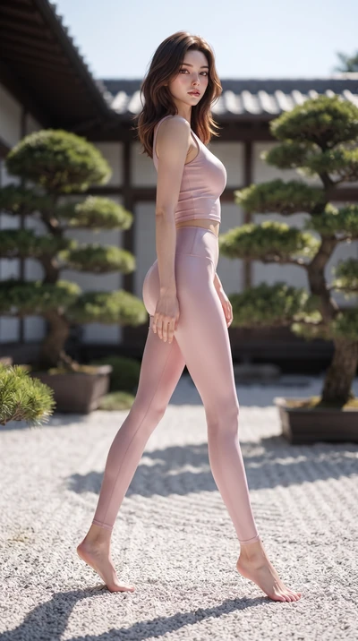 score_9, masterpiece, best quality, ultra-detailed, high-budget anime keyframe, editorial fashion photography, tasteful artistic composition, Korean woman woman. low angle full-body shot from head to toe showing her feet, filling the entire 9:16 vert