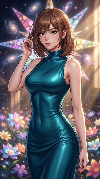 score_9, masterpiece, best quality, ultra-detailed, high-budget anime keyframe, editorial fashion photography, tasteful artistic composition, Caucasian woman, strictly human ears. close-up cowboy shot from the waist and thighs up, the character domin