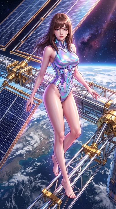 score_9, masterpiece, best quality, ultra-detailed, high-budget anime keyframe, semi-realistic 3D game render, editorial fashion photography, tasteful artistic composition, Korean woman. low angle full-body shot from head to toe showing her feet, fil