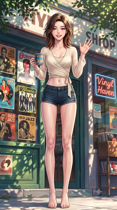 score_9, masterpiece, best quality, ultra-detailed, high-budget anime keyframe, editorial fashion photography, tasteful artistic composition, Korean woman. low angle full-body shot from head to toe showing her feet, filling the entire 9:16 vertical f