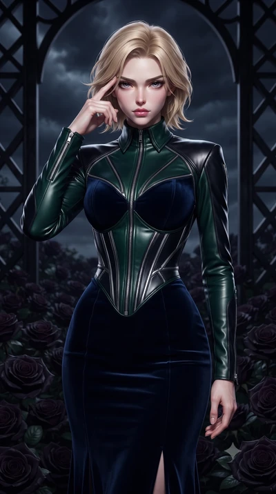 score_9, masterpiece, best quality, ultra-detailed, high-budget anime keyframe, editorial fashion photography, tasteful artistic composition, Caucasian woman. close-up cowboy shot from the waist and thighs up, the character dominates the composition,