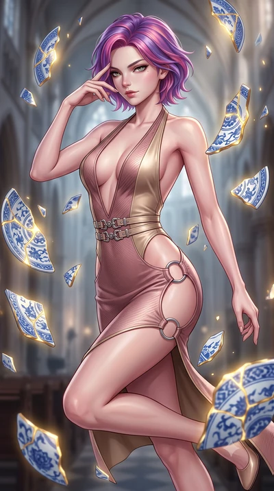 score_9, masterpiece, best quality, ultra-detailed, high-budget anime keyframe, editorial fashion photography, tasteful artistic composition, Caucasian woman. close-up cowboy shot from the waist and thighs up, the character dominates the composition,