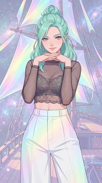score_9, masterpiece, best quality, ultra-detailed, high-budget anime keyframe, gorgeous anime illustration, artistic 2d flat cel-shaded style, Japanese woman. close-up cowboy shot from the waist and thighs up, the character dominates the composition