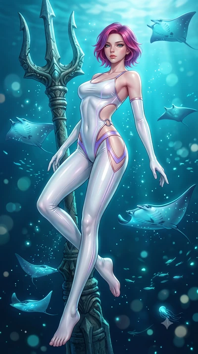 score_9, masterpiece, best quality, ultra-detailed, high-budget anime keyframe, semi-realistic 3D game render, editorial fashion photography, tasteful artistic composition, Caucasian woman. low angle full-body shot from head to toe showing her feet, 