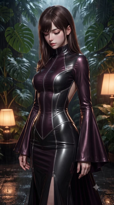 score_9, masterpiece, best quality, ultra-detailed, high-budget anime keyframe, editorial fashion photography, tasteful artistic composition, Korean woman. close-up cowboy shot from the waist and thighs up, the character dominates the composition, fi