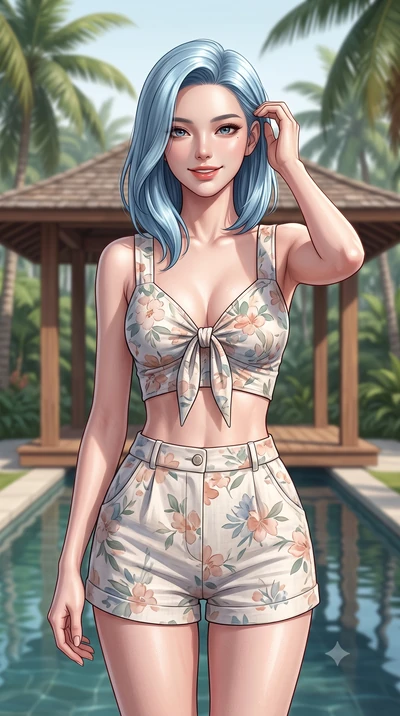 score_9, masterpiece, best quality, ultra-detailed, high-budget anime keyframe, editorial fashion photography, tasteful artistic composition, Korean woman woman. close-up cowboy shot from the waist and thighs up, the character dominates the compositi