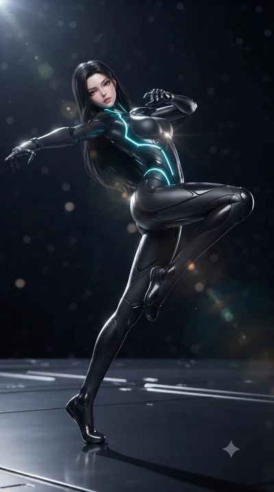 score_9, masterpiece, best quality, ultra-detailed, high-budget anime keyframe, editorial fashion photography, tasteful artistic composition, Korean woman. low angle full-body shot from head to toe showing her feet, filling the entire 9:16 vertical f