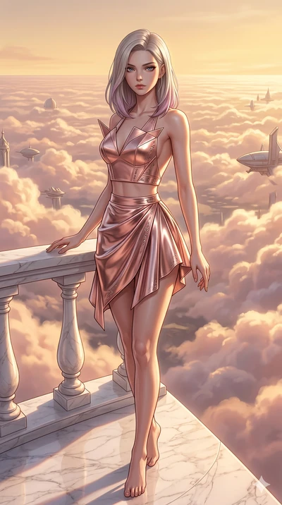 score_9, masterpiece, best quality, ultra-detailed, high-budget anime keyframe, editorial fashion photography, tasteful artistic composition, Caucasian woman, strictly human ears. cowboy shot from the thighs up, character and outfit filling the frame
