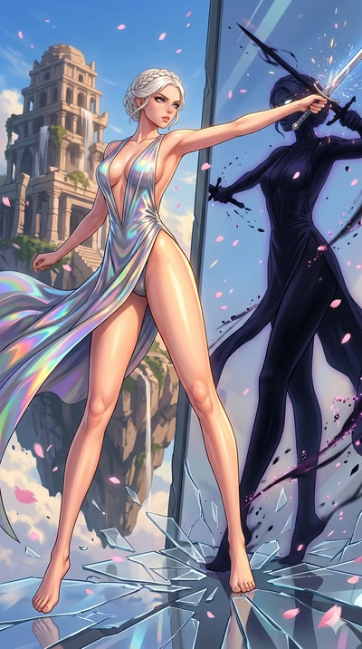 score_9, masterpiece, best quality, ultra-detailed, High-budget Anime Keyframe, vibrant colors, fluid line-art, expressive lighting, cinematic composition, Ufotable-style visual effects, top-tier animation quality, Caucasian woman with pale skin, blo