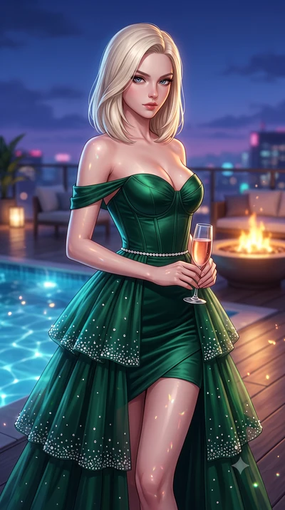 score_9, masterpiece, best quality, ultra-detailed, high-budget anime keyframe, semi-realistic 3D game render, editorial fashion photography, tasteful artistic composition, Caucasian woman. close-up cowboy shot from the waist and thighs up, the chara