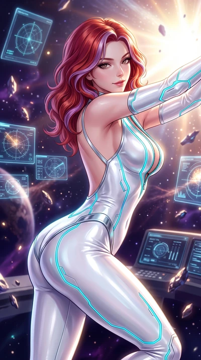 score_9, masterpiece, best quality, ultra-detailed, high-budget anime keyframe, semi-realistic 3D game render, editorial fashion photography, tasteful artistic composition, Caucasian woman. close-up cowboy shot from the waist and thighs up, the chara