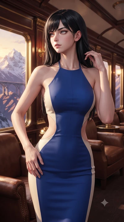 score_9, masterpiece, best quality, ultra-detailed, high-budget anime keyframe, editorial fashion photography, tasteful artistic composition, Caucasian woman, strictly human ears. close-up cowboy shot from the waist and thighs up, the character domin