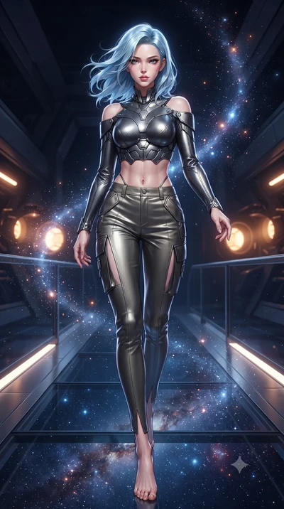 score_9, masterpiece, best quality, ultra-detailed, high-budget anime keyframe, editorial fashion photography, tasteful artistic composition, Korean woman. low angle full-body shot from head to toe showing her feet, filling the entire 9:16 vertical f