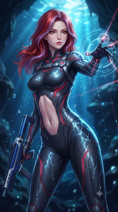 score_9, masterpiece, best quality, ultra-detailed, high-budget anime keyframe, semi-realistic 3D game render, editorial fashion photography, tasteful artistic composition, Caucasian woman. close-up cowboy shot from the waist and thighs up, the chara
