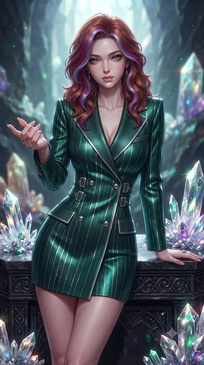 score_9, masterpiece, best quality, ultra-detailed, high-budget anime keyframe, editorial fashion photography, tasteful artistic composition, Caucasian woman. close-up cowboy shot from the waist and thighs up, the character dominates the composition,