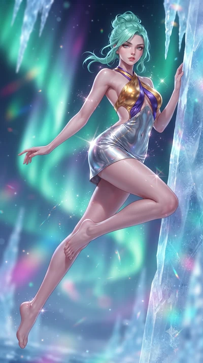 score_9, masterpiece, best quality, ultra-detailed, high-budget anime keyframe, editorial fashion photography, tasteful artistic composition, Japanese woman. low angle full-body shot from head to toe showing her feet, filling the entire 9:16 vertical
