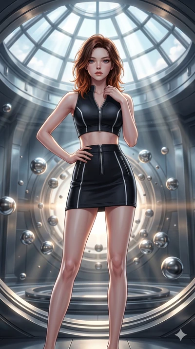 score_9, masterpiece, best quality, ultra-detailed, high-budget anime keyframe, editorial fashion photography, tasteful artistic composition, Korean woman. cowboy shot from the thighs up, character and outfit filling the frame for maximum editorial p
