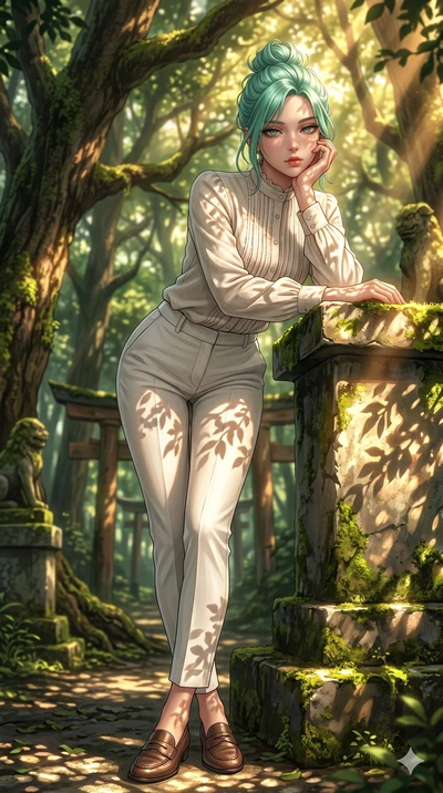 score_9, masterpiece, best quality, ultra-detailed, high-budget anime keyframe, editorial fashion photography, tasteful artistic composition, Japanese woman. low angle full-body shot from head to toe showing her feet, filling the entire 9:16 vertical