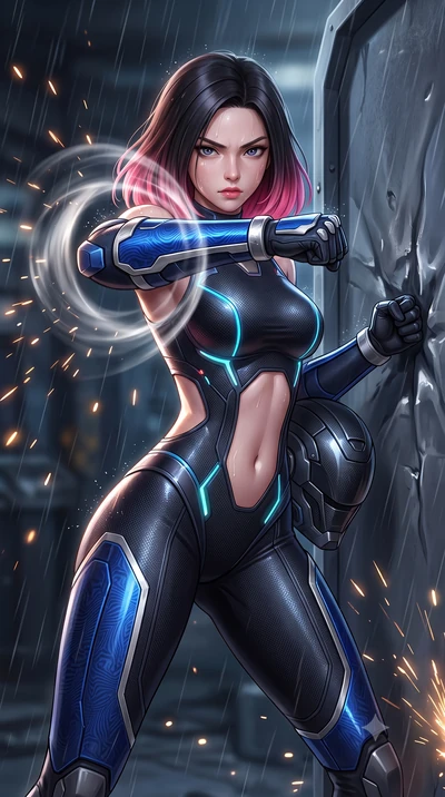 score_9, masterpiece, best quality, ultra-detailed, high-budget anime keyframe, semi-realistic 3D game render, editorial fashion photography, tasteful artistic composition, Korean woman. close-up cowboy shot from the waist and thighs up, the characte