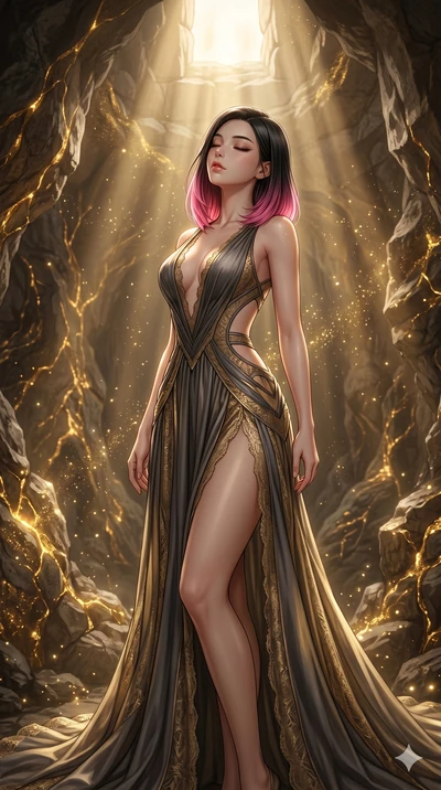 score_9, masterpiece, best quality, ultra-detailed, high-budget anime keyframe, editorial fashion photography, tasteful artistic composition, Korean woman. cowboy shot from the thighs up, character and outfit filling the frame for maximum editorial p