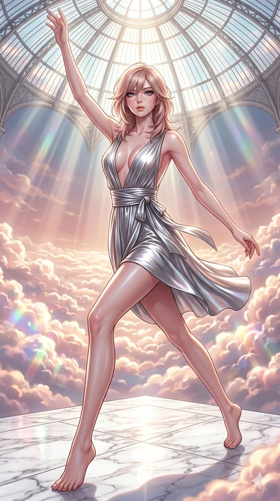 score_9, masterpiece, best quality, ultra-detailed, high-budget anime keyframe, editorial fashion photography, tasteful artistic composition, Japanese woman. low angle full-body shot from head to toe showing her feet, filling the entire 9:16 vertical