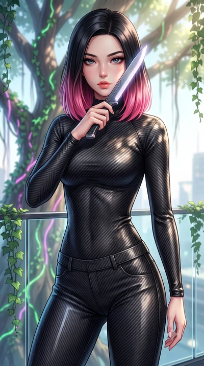 score_9, masterpiece, best quality, ultra-detailed, high-budget anime keyframe, editorial fashion photography, tasteful artistic composition, Korean woman. close-up cowboy shot from the waist and thighs up, the character dominates the composition, fi