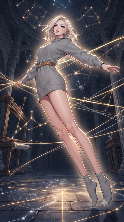 score_9, masterpiece, best quality, ultra-detailed, high-budget anime keyframe, gorgeous anime illustration, with clean line-art and distinct ink outlines, Caucasian woman, strictly human ears. low angle full-body shot from head to toe showing her fe