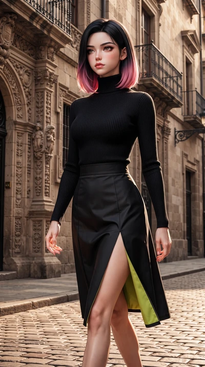 score_9, masterpiece, best quality, ultra-detailed, high-budget anime keyframe, editorial fashion photography, tasteful artistic composition, Korean woman. close-up cowboy shot from the waist and thighs up, the character dominates the composition, fi