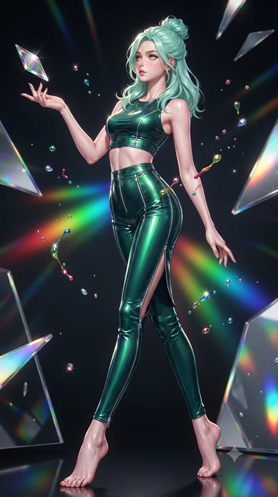 score_9, masterpiece, best quality, ultra-detailed, high-budget anime keyframe, editorial fashion photography, tasteful artistic composition, Japanese woman. low angle full-body shot from head to toe showing her feet, filling the entire 9:16 vertical