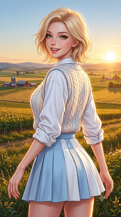 score_9, masterpiece, best quality, ultra-detailed, high-budget anime keyframe, semi-realistic 3D game render, editorial fashion photography, tasteful artistic composition, Caucasian woman. close-up cowboy shot from the waist and thighs up, the chara