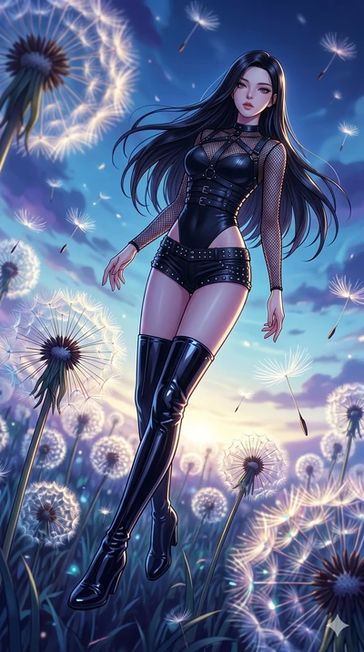 score_9, masterpiece, best quality, ultra-detailed, high-budget anime movie keyframe, cinematic anime lighting, intricate line art, Korean anime girl. Dynamic full-body shot stretching the vertical silhouette with extreme perspective. twisting throug