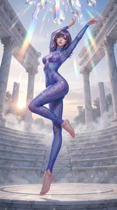 score_9, masterpiece, best quality, ultra-detailed, high-budget anime keyframe, editorial fashion photography, tasteful artistic composition, Japanese woman. low angle full-body shot from head to toe showing her feet, filling the entire 9:16 vertical