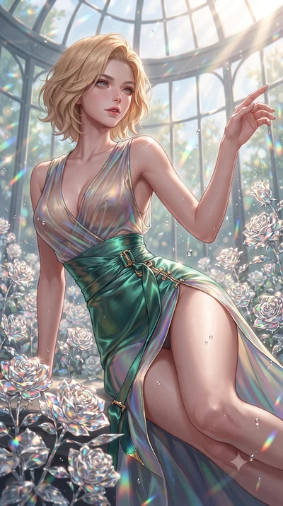 score_9, masterpiece, best quality, ultra-detailed, high-budget anime keyframe, editorial fashion photography, tasteful artistic composition, Caucasian woman. close-up cowboy shot from the waist and thighs up, the character dominates the composition,