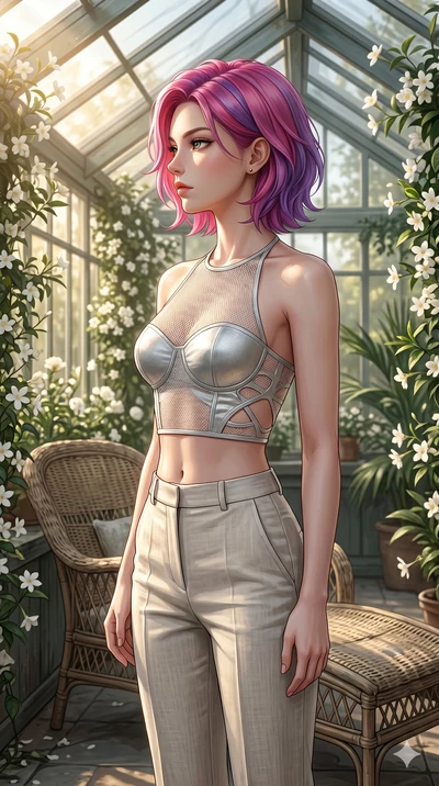 score_9, masterpiece, best quality, ultra-detailed, high-budget anime keyframe, editorial fashion photography, tasteful artistic composition, Caucasian woman, strictly human ears. cowboy shot from the thighs up, character and outfit filling the frame