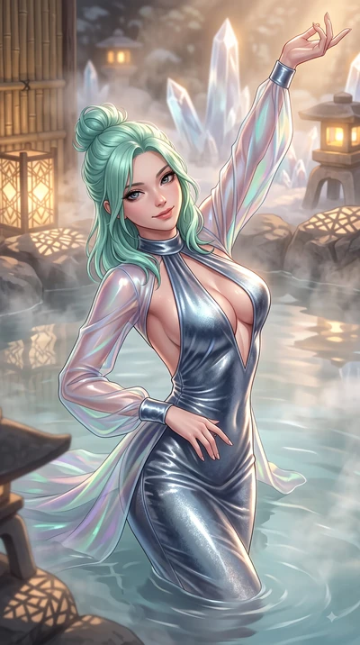 score_9, masterpiece, best quality, ultra-detailed, high-budget anime keyframe, editorial fashion photography, tasteful artistic composition, Japanese woman. close-up cowboy shot from the waist and thighs up, the character dominates the composition, 