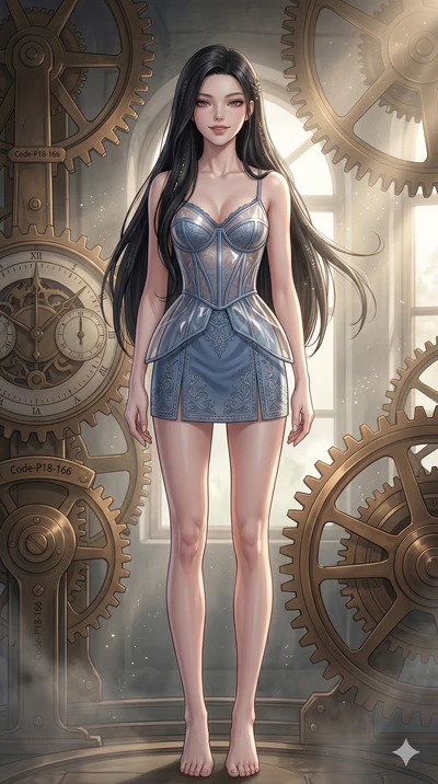 score_9, masterpiece, best quality, ultra-detailed, high-budget anime keyframe, editorial fashion photography, tasteful artistic composition, Korean woman. cowboy shot from the thighs up, character and outfit filling the frame for maximum editorial p
