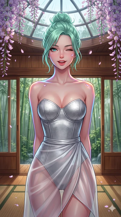 score_9, masterpiece, best quality, ultra-detailed, high-budget anime keyframe, vibrant anime aesthetic, Japanese woman. close-up cowboy shot from the waist and thighs up, the character dominates the composition, filling the frame with her large pres