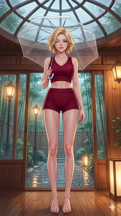 score_9, masterpiece, best quality, ultra-detailed, high-budget anime keyframe, vibrant anime aesthetic, Caucasian woman, strictly human ears. low angle full-body shot from head to toe showing her feet, filling the entire 9:16 vertical frame with her