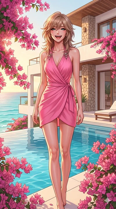 score_9, masterpiece, best quality, ultra-detailed, high-budget anime keyframe, editorial fashion photography, tasteful artistic composition, Japanese woman. cowboy shot from the thighs up, character and outfit filling the frame for maximum editorial