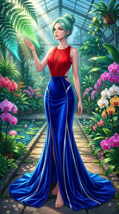 score_9, masterpiece, best quality, ultra-detailed, high-budget anime keyframe, editorial fashion photography, tasteful artistic composition, Japanese woman. low angle full-body shot from head to toe showing her feet, filling the entire 9:16 vertical