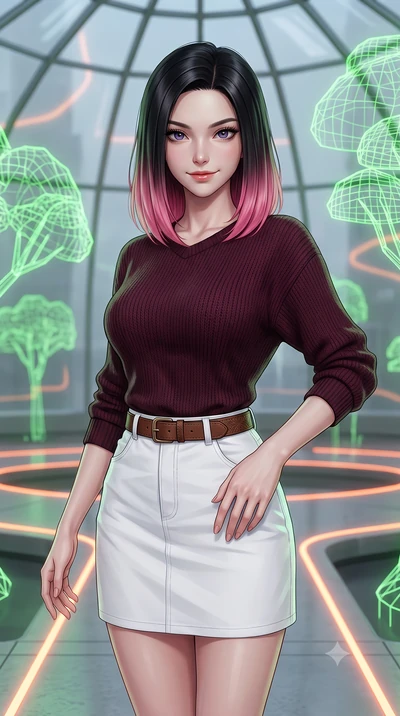 score_9, masterpiece, best quality, ultra-detailed, high-budget anime keyframe, editorial fashion photography, tasteful artistic composition, Korean woman. close-up cowboy shot from the waist and thighs up, the character dominates the composition, fi