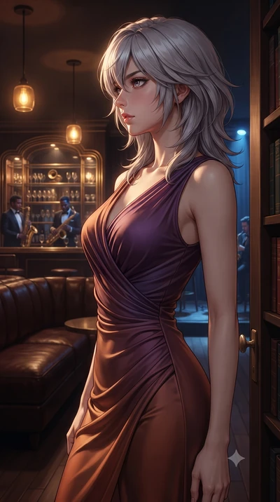 score_9, masterpiece, best quality, ultra-detailed, high-budget anime keyframe, editorial fashion photography, tasteful artistic composition, Japanese woman. close-up cowboy shot from the waist and thighs up, the character dominates the composition, 