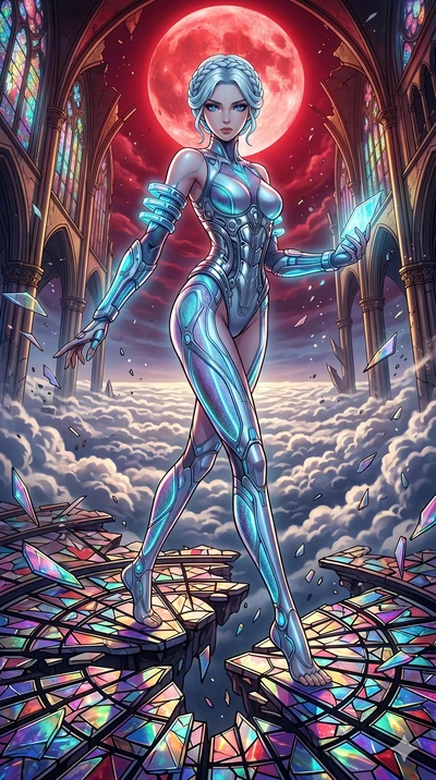 score_9, masterpiece, best quality, ultra-detailed, high-budget anime movie keyframe, cinematic anime lighting, intricate line art, Japanese woman. Dynamic full-body shot stretching the vertical silhouette across the 9:16 frame. navigating a sea of c