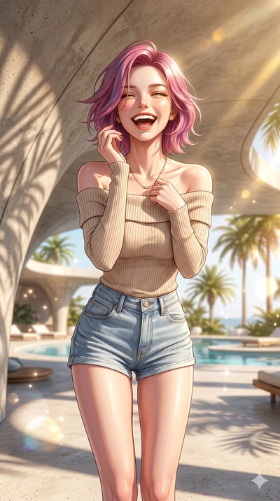 score_9, masterpiece, best quality, ultra-detailed, high-budget anime keyframe, editorial fashion photography, tasteful artistic composition, Caucasian woman, strictly human ears. cowboy shot from the thighs up, character and outfit filling the frame