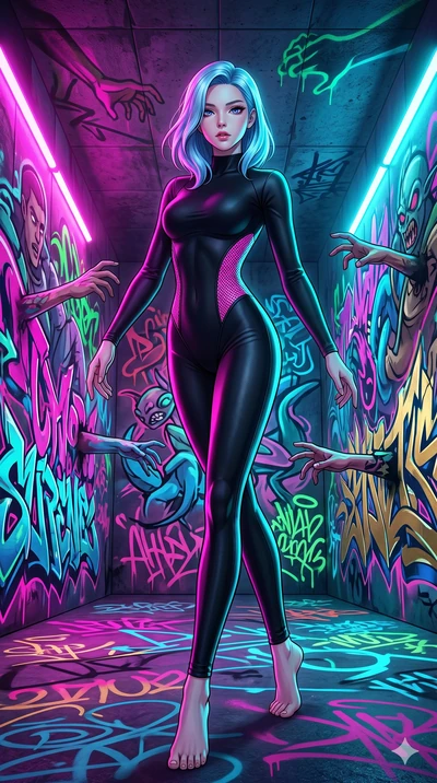 score_9, masterpiece, best quality, ultra-detailed, high-budget anime keyframe, editorial fashion photography, tasteful artistic composition, Korean woman. low angle full-body shot from head to toe showing her feet, filling the entire 9:16 vertical f