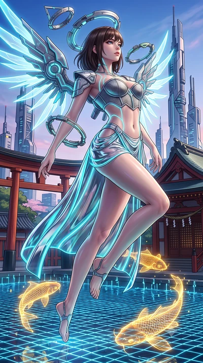 score_9, masterpiece, best quality, ultra-detailed, high-budget anime keyframe, semi-realistic 3D game render, editorial fashion photography, tasteful artistic composition, Korean woman. low angle full-body shot from head to toe showing her feet, fil