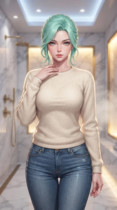 score_9, masterpiece, best quality, ultra-detailed, high-budget anime keyframe, editorial fashion photography, tasteful artistic composition, Japanese woman woman. close-up cowboy shot from the waist and thighs up, the character dominates the composi