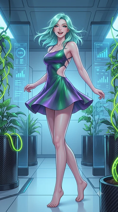 score_9, masterpiece, best quality, ultra-detailed, high-budget anime keyframe, editorial fashion photography, tasteful artistic composition, Japanese woman. low angle full-body shot from head to toe showing her feet, filling the entire 9:16 vertical